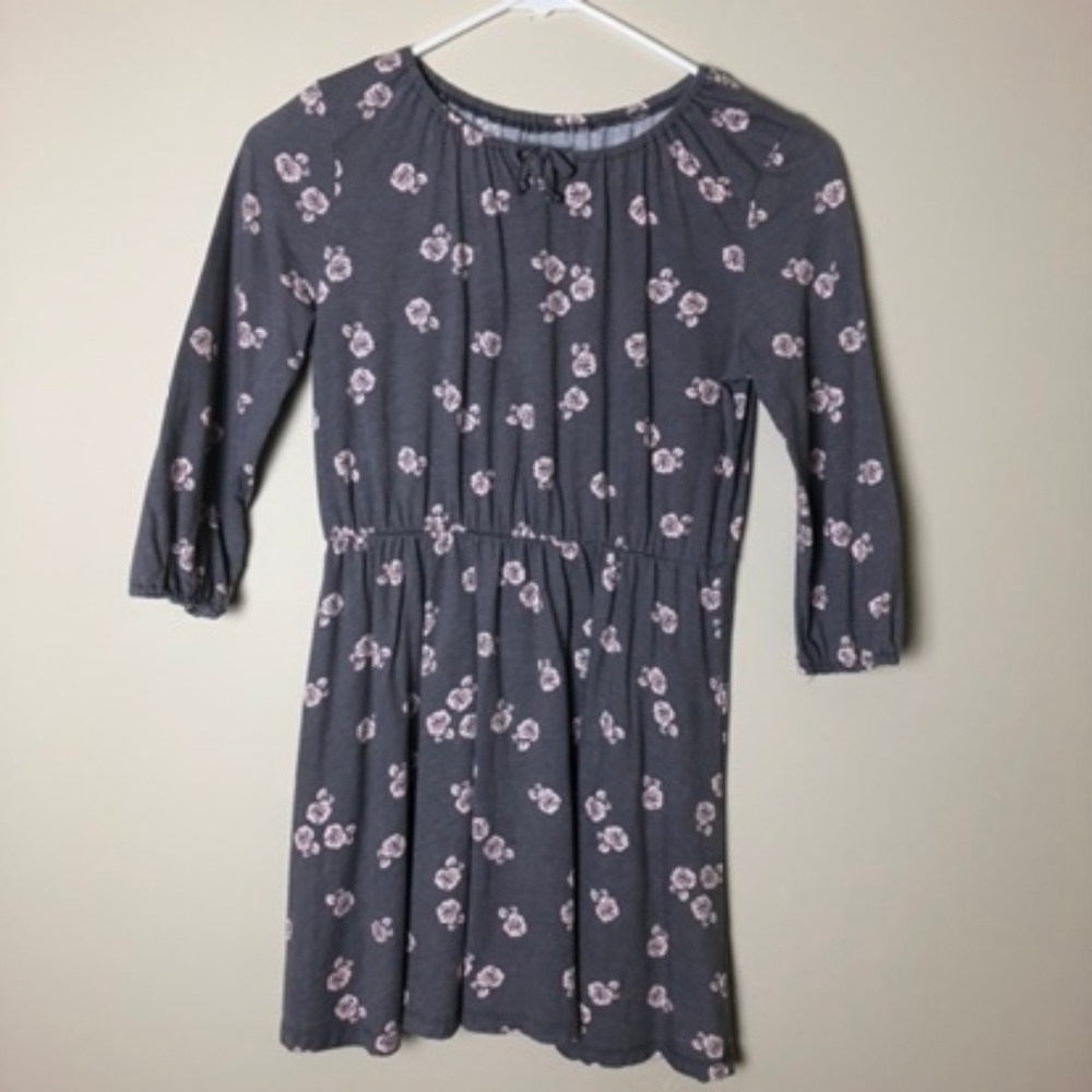 Children Place Grey & Pink Rose Print Dress